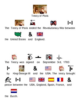 Preview of Treaty of Paris - end of Revolutionary War - picture supported text lesson