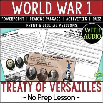 Preview of Treaty of Versailles Lesson - Causes of World War 1 - Reading Activity - PPT