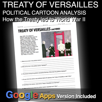 Treaty of Versailles Political Cartoon Analysis for World War 1 or