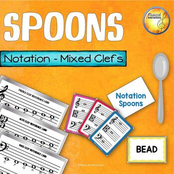 Preview of Treble Alto Bass Clef Note Reading Game - Mixed Clef Spoons