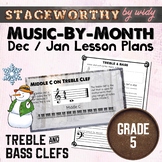 Treble & Bass Clef Lesson Plans - Grade 5 Music - Ledger L