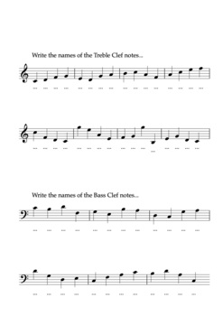 Preview of Treble & Bass Clef Note Naming Quiz 1