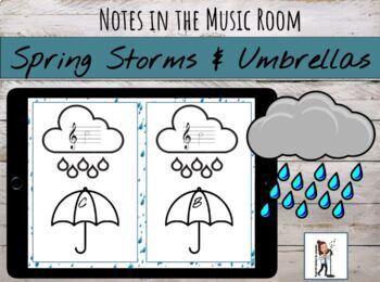 Preview of Treble & Bass Clef Spring Storm Note Matching Game for Centers & Sub Tub