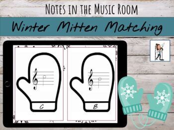 Preview of Treble & Bass Clef Winter Mitten Note Matching Game for Centers & Sub Tub