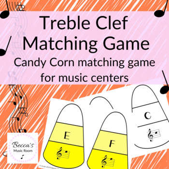 Preview of Treble Clef Candy Corn Matching Game for Fall Music Centers