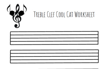 Preview of Treble Clef Cool Cat Worksheet