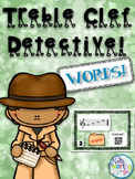 Treble Clef Note Naming Practice Words - Detective Music Activity