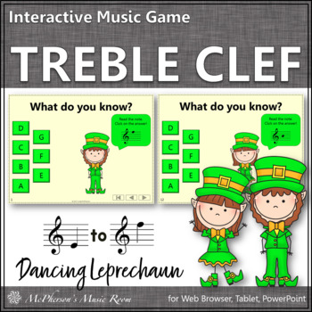 Preview of St. Patrick's Day Music Treble Clef Notes Interactive Music Game {Leprechaun}