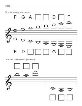 Preview of Treble Clef Ledger Lines Worksheet