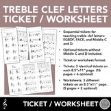 Treble Clef Letter Note Name Exit Ticket Worksheets - EGBD