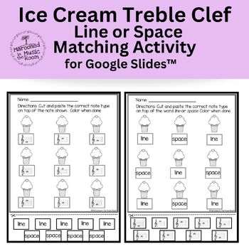 Preview of Treble Clef Line or Space Ice Cream Matching Activity for Google Slides™️