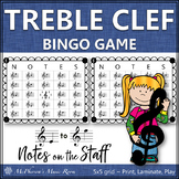 Treble Clef Music Bingo Game for Elementary Music Reading 