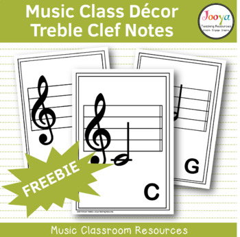 Preview of Music Class Decor - Treble Clef Music Note Cards