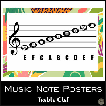 Preview of Treble Clef Music Note Posters | Animal Themed
