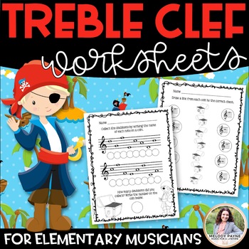 Preview of Treble Clef Music Worksheets for Piano Lessons and Music Class