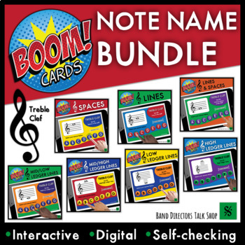 Preview of Treble Clef Note Names BOOM Card Bundle - Interactive and Fun Music Theory Games