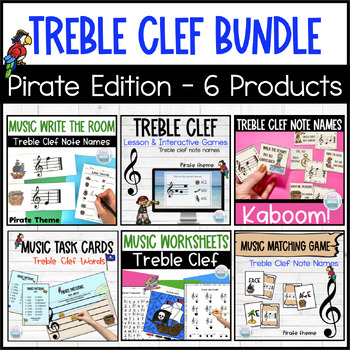Preview of Music Treble Clef Note Names Lesson and Centers BUNDLE