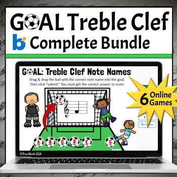 Preview of Music Note Reading - Treble Clef Online Games - Boom Cards Complete Bundle