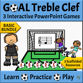Preview of Treble Clef Note Names Games Self-Checking Activities - Basic Mini Bundle