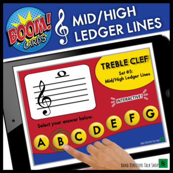 Preview of Treble Clef Note Names: Mid/High Ledger Lines - Interactive Music Theory Game