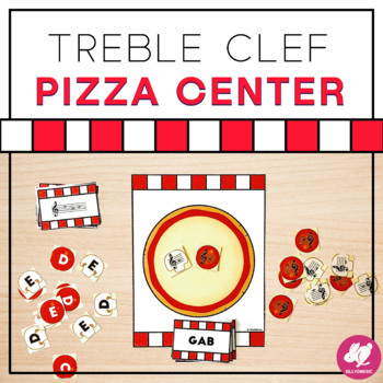 Preview of Treble Clef Note Names - Music Centers - Pizza Game