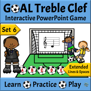 Preview of Treble Clef Note Names Interactive Game Set 6 - Extended Lines and Spaces