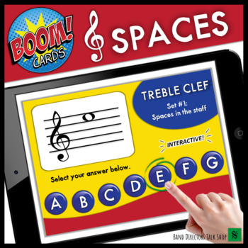 Preview of Treble Clef Note Names: Spaces - Interactive, Self-checking Music Theory Game