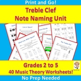 Treble Clef Note Naming Unit - Grades 2 to 5