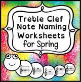 Treble Clef Note Name Worksheets for Spring | Print and Digital