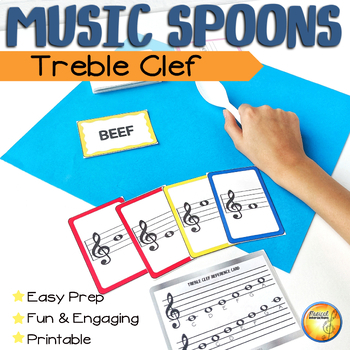 Preview of Treble Clef Note Reading Card Game Center - Spoons