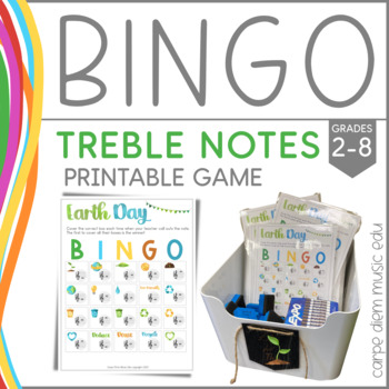 Preview of Treble Clef Notes - Bingo - Elementary Music Game