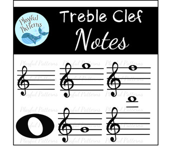 Preview of Treble Clef Music Notes:  Music/Piano Worksheets, Music Clip Art, Music teachers