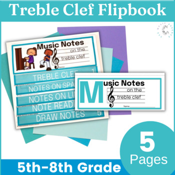 Preview of Music Center Theory Treble Clef Worksheet flipbook Activities  or Music sub plan