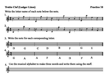 Treble Clef Practice Worksheets by Jennifer Griffin | TpT