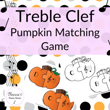 Preview of Treble Clef Pumpkin Matching Game for Fall Music Centers