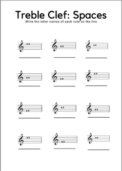 Preview of Treble Clef Spaces