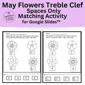 Preview of Treble Clef Spaces Only Flower Matching Activity for Google Slides™️
