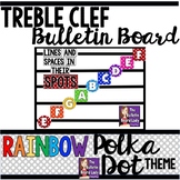 Treble Clef Staff Display - Rainbow Polka Dot
