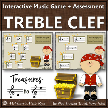 Preview of Treble Clef Notes Interactive Music Game & Assessment {Treasure Chest}