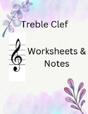 Treble Clef Notes, worksheet and answer key