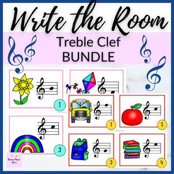 Preview of Treble Clef Write the Room BUNDLE for Music Staff Review