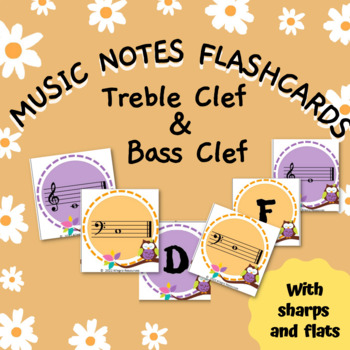 Preview of Treble Clef and Bass Clef - Note Name Flashcards (with sharps and flats)