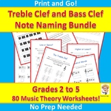 Treble Clef and Bass Clef Note Naming Bundle - Grades 2 to 5