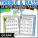 Treble Clef and Bass Clef Note Reading Music Worksheets & 