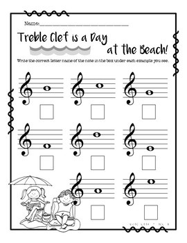 Treble Clef is a Day at the Beach by Ms Crosswhite's Corner | TPT