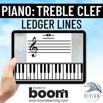 Preview of Treble Clef with Ledger Lines on the Piano Keyboard Music Theory Boom Cards