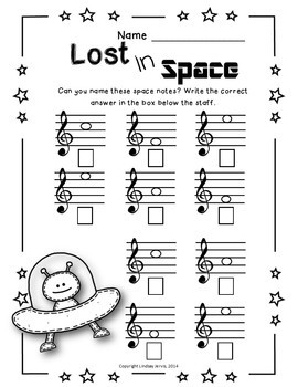 Music Worksheets - Treble Clef Note Names by Lindsay Jervis | TpT