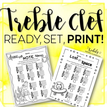 Preview of Music Worksheets - Treble Clef Note Names