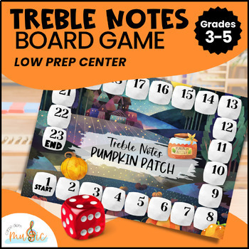 Preview of Treble Notes Printable Board Game / Fall Music Game for Elementary Music Class