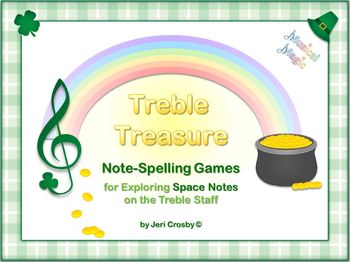 Preview of Treble Treasure - 33 Note-Spelling Words for Treble Spaces - St. Patrick's Theme
